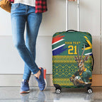 Custom South Africa Rugby Bokke Mascot Luggage Cover With Flag Style
