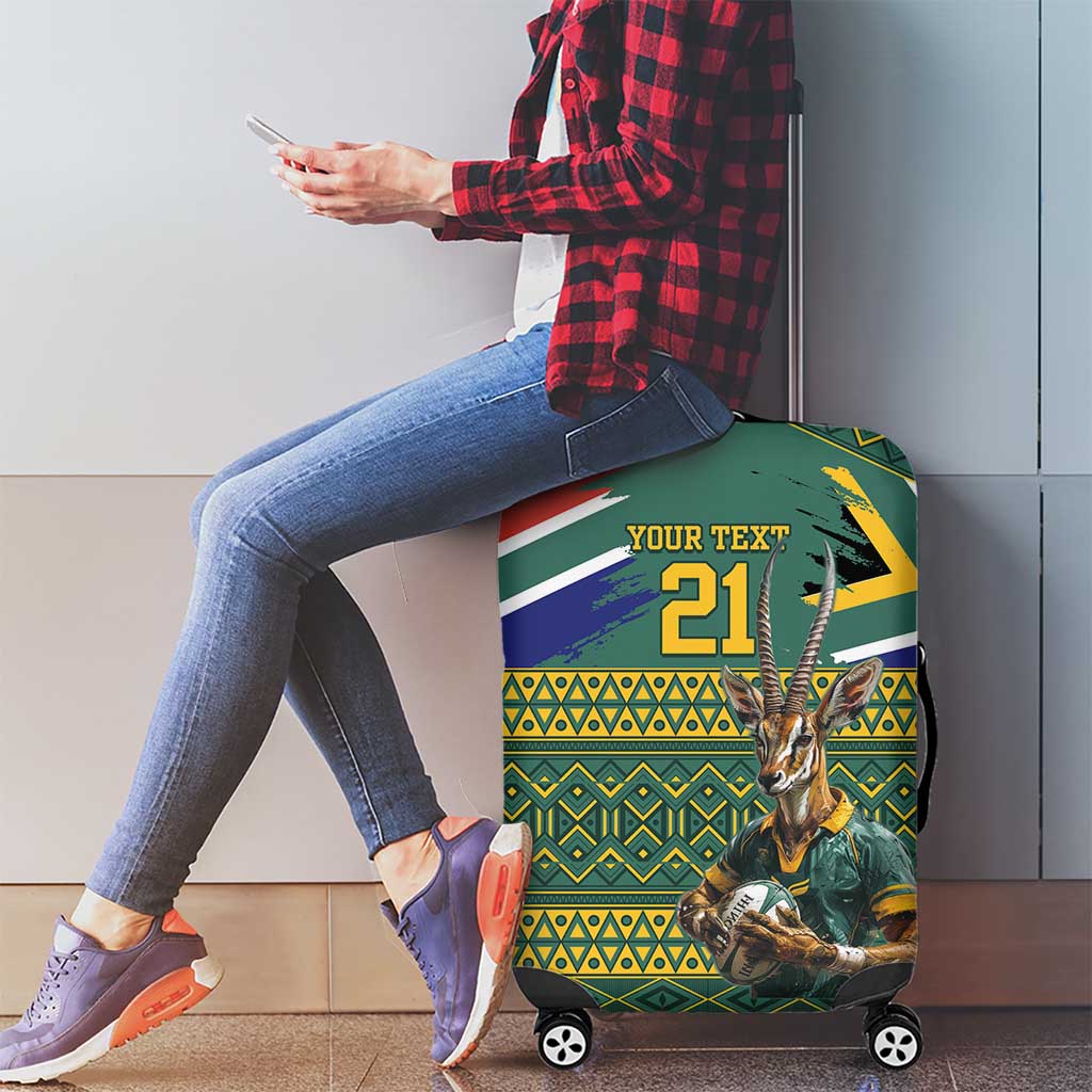Custom South Africa Rugby Bokke Mascot Luggage Cover With Flag Style