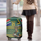 Custom South Africa Rugby Bokke Mascot Luggage Cover With Flag Style