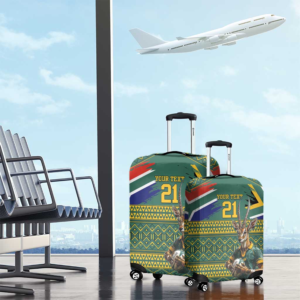 Custom South Africa Rugby Bokke Mascot Luggage Cover With Flag Style