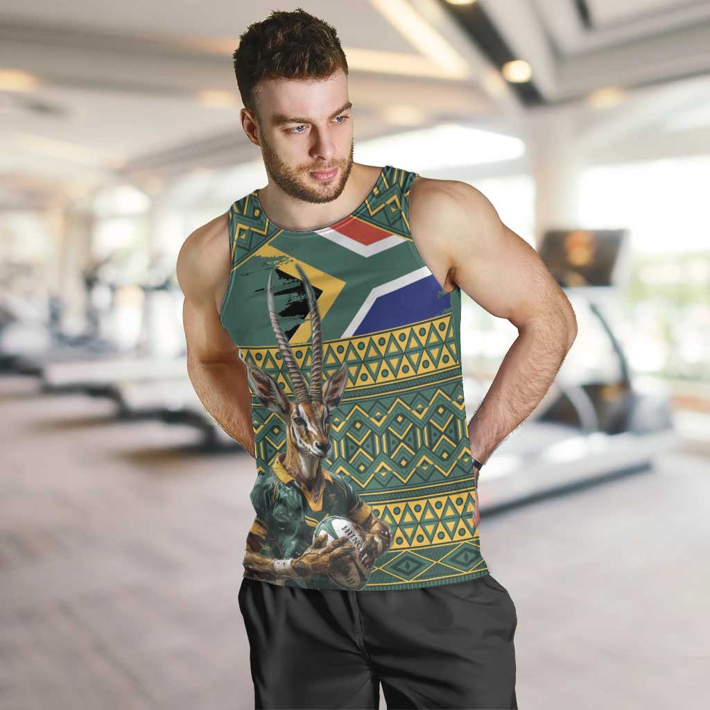 Custom South Africa Rugby Bokke Mascot Men Tank Top With Flag Style