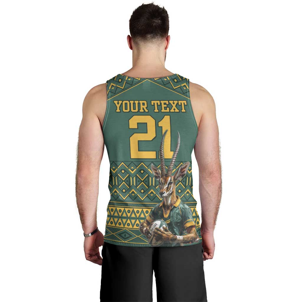 Custom South Africa Rugby Bokke Mascot Men Tank Top With Flag Style