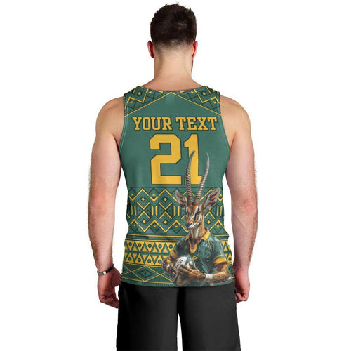 Custom South Africa Rugby Bokke Mascot Men Tank Top With Flag Style