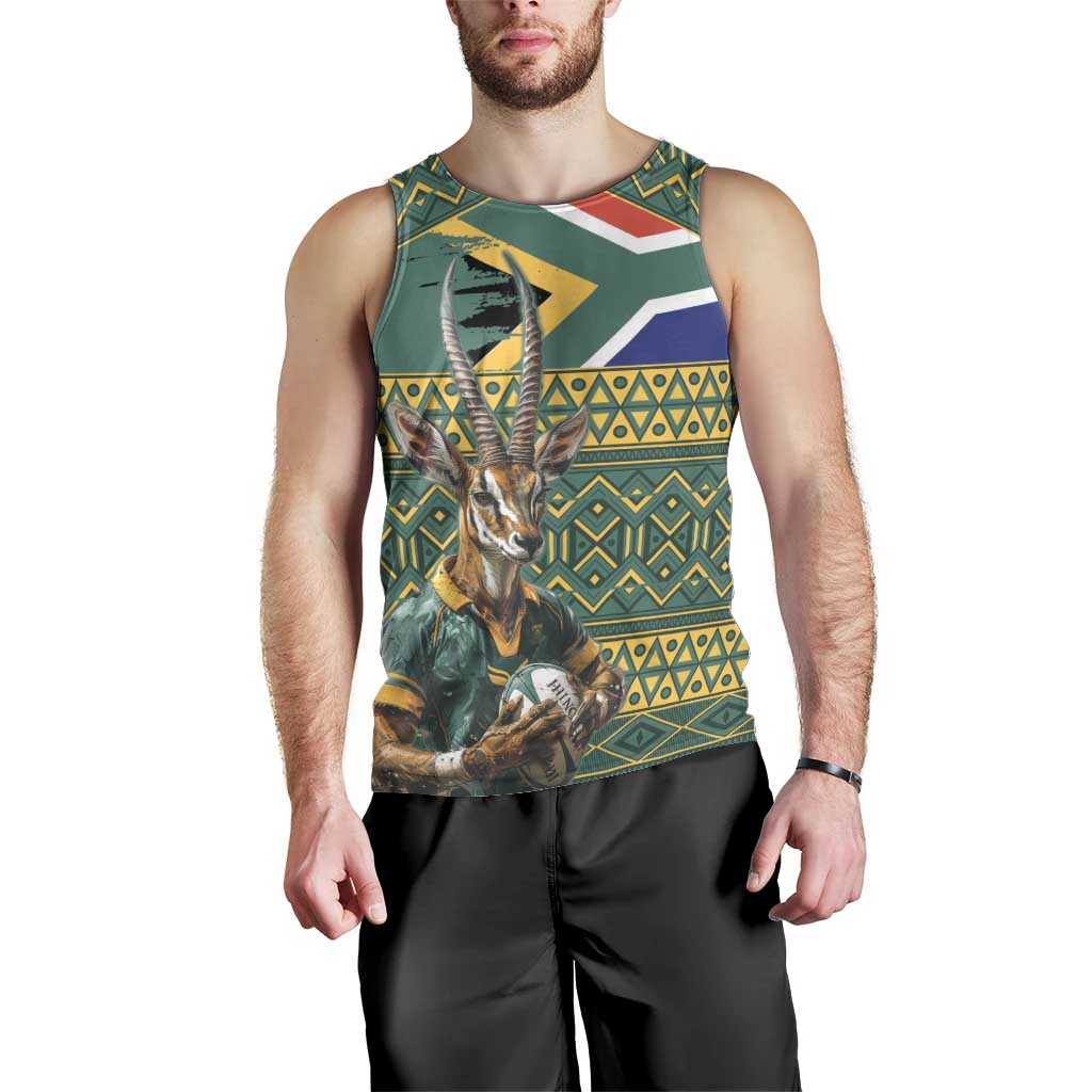 Custom South Africa Rugby Bokke Mascot Men Tank Top With Flag Style