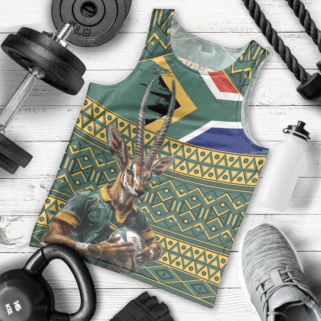 Custom South Africa Rugby Bokke Mascot Men Tank Top With Flag Style