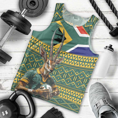 Custom South Africa Rugby Bokke Mascot Men Tank Top With Flag Style