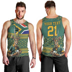 Custom South Africa Rugby Bokke Mascot Men Tank Top With Flag Style