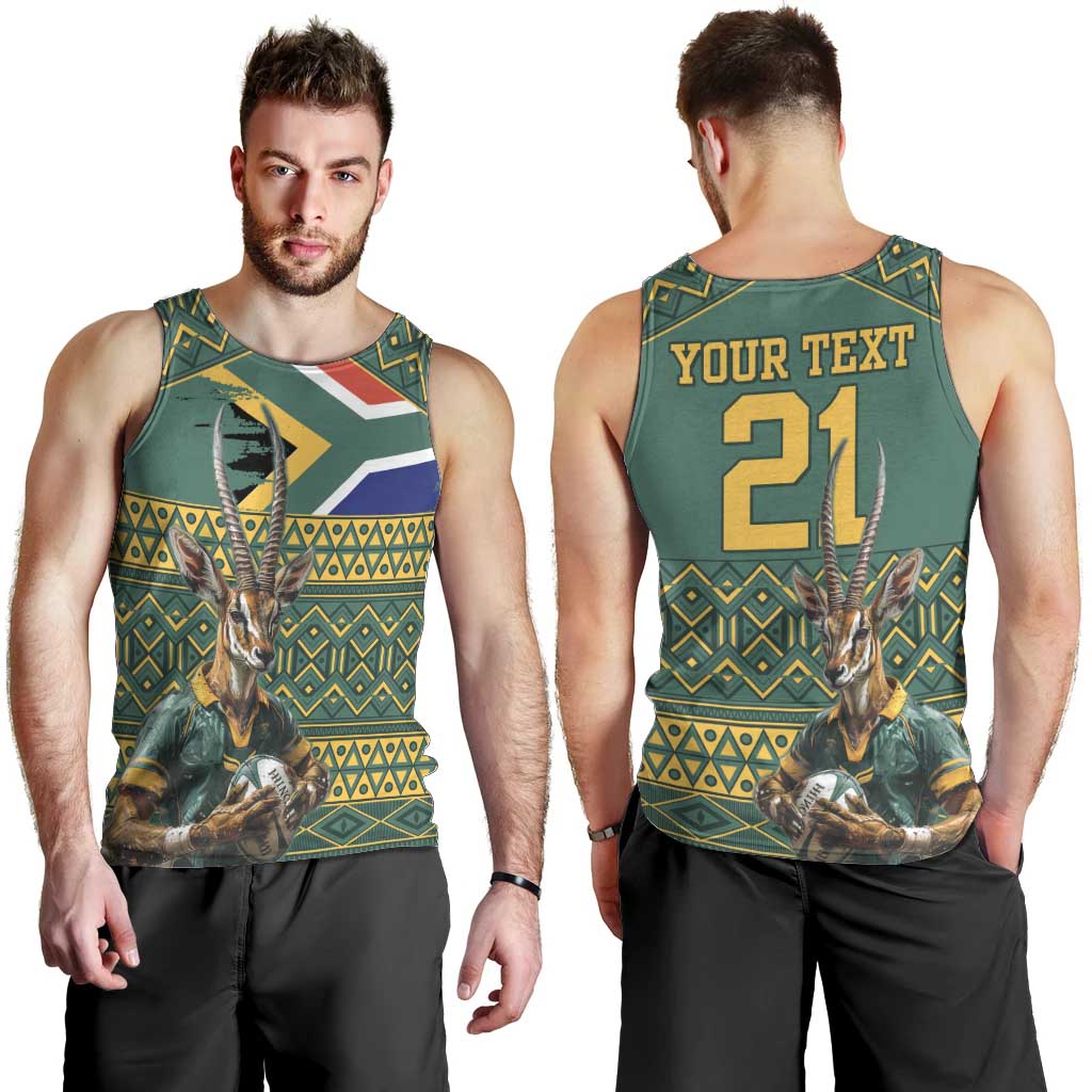 Custom South Africa Rugby Bokke Mascot Men Tank Top With Flag Style