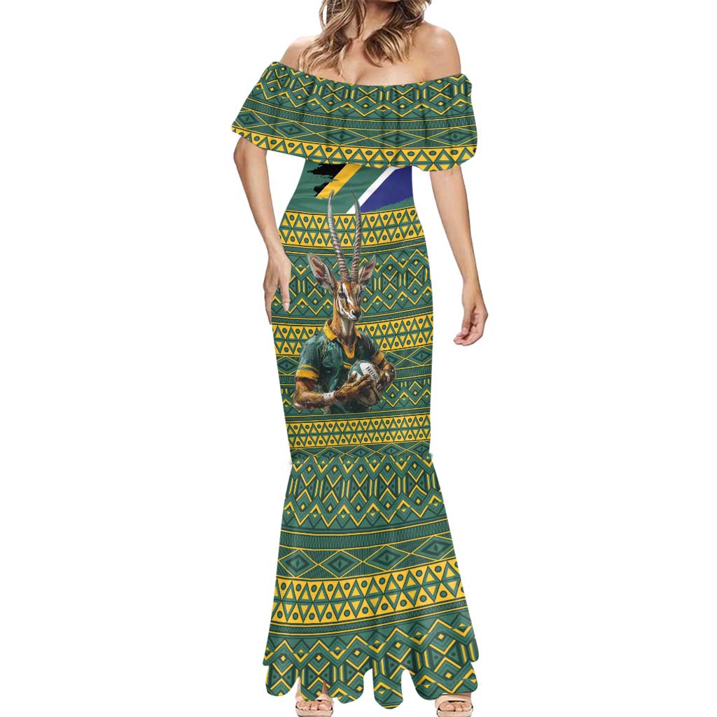 Custom South Africa Rugby Bokke Mascot Mermaid Dress With Flag Style