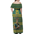 Custom South Africa Rugby Bokke Mascot Off Shoulder Maxi Dress With Flag Style