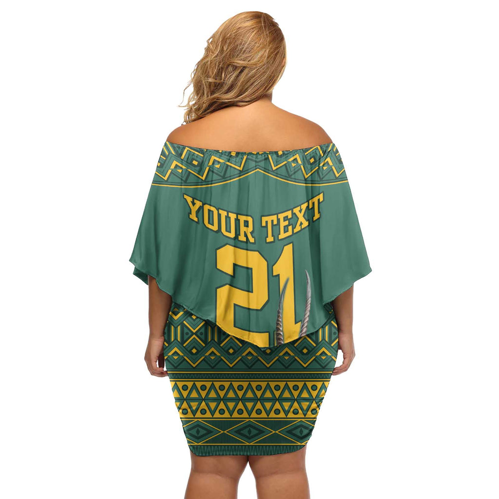 Custom South Africa Rugby Bokke Mascot Off Shoulder Short Dress With Flag Style