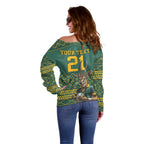 Custom South Africa Rugby Bokke Mascot Off Shoulder Sweater With Flag Style