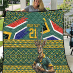 Custom South Africa Rugby Bokke Mascot Quilt With Flag Style