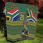 Custom South Africa Rugby Bokke Mascot Quilt With Flag Style