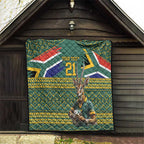 Custom South Africa Rugby Bokke Mascot Quilt With Flag Style