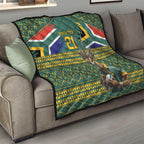 Custom South Africa Rugby Bokke Mascot Quilt With Flag Style