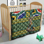 Custom South Africa Rugby Bokke Mascot Quilt With Flag Style