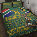 Custom South Africa Rugby Bokke Mascot Quilt Bed Set With Flag Style