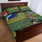 Custom South Africa Rugby Bokke Mascot Quilt Bed Set With Flag Style
