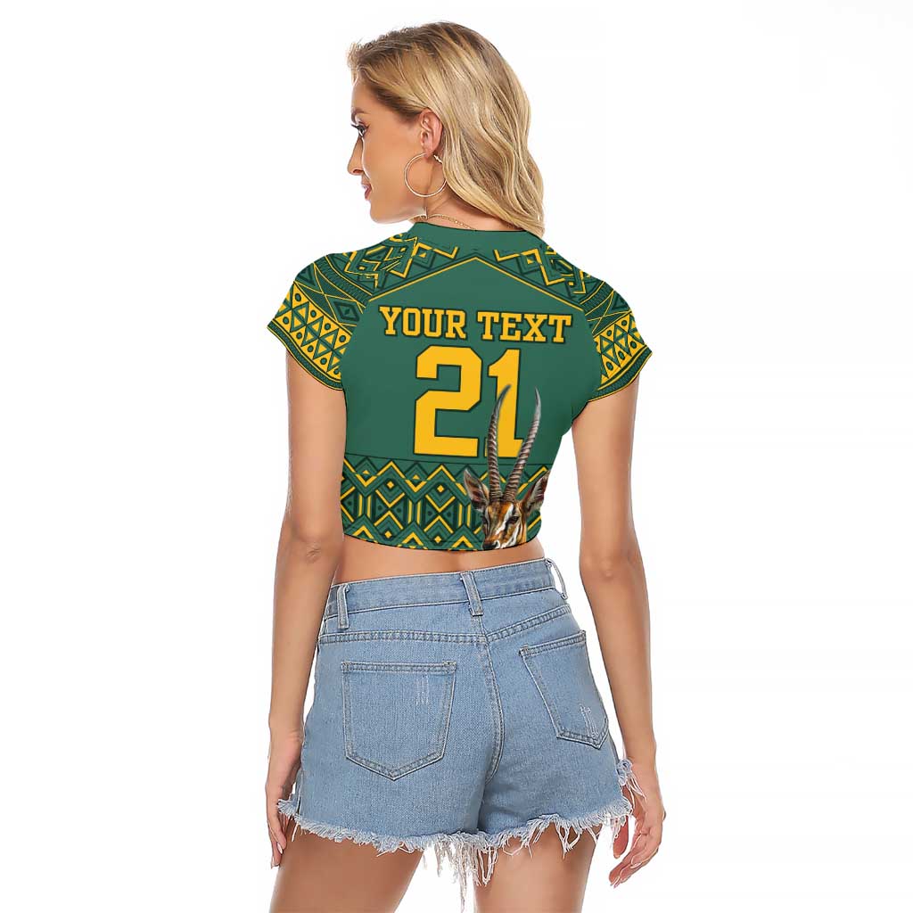Custom South Africa Rugby Bokke Mascot Raglan Cropped T Shirt With Flag Style