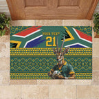 Custom South Africa Rugby Bokke Mascot Rubber Doormat With Flag Style