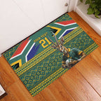 Custom South Africa Rugby Bokke Mascot Rubber Doormat With Flag Style