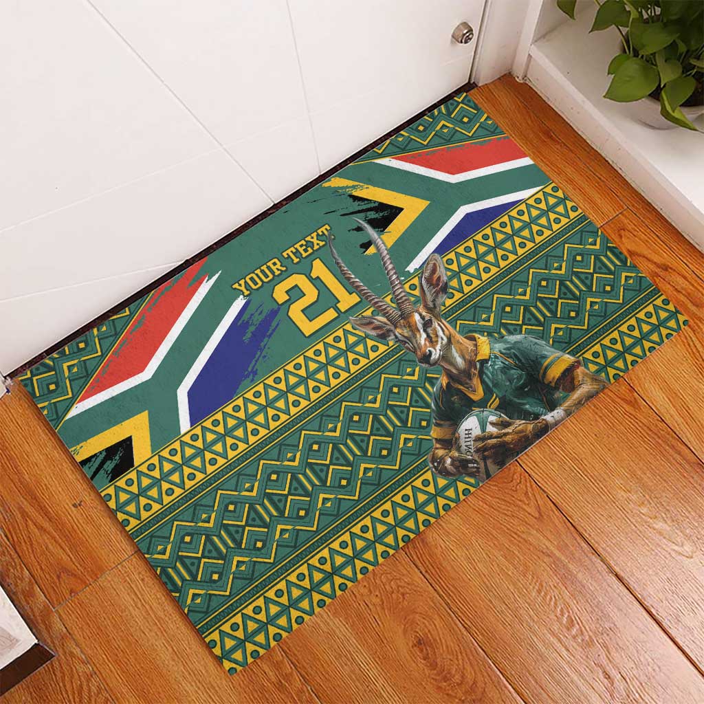 Custom South Africa Rugby Bokke Mascot Rubber Doormat With Flag Style