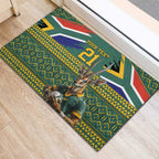 Custom South Africa Rugby Bokke Mascot Rubber Doormat With Flag Style