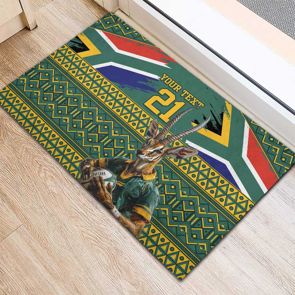 Custom South Africa Rugby Bokke Mascot Rubber Doormat With Flag Style