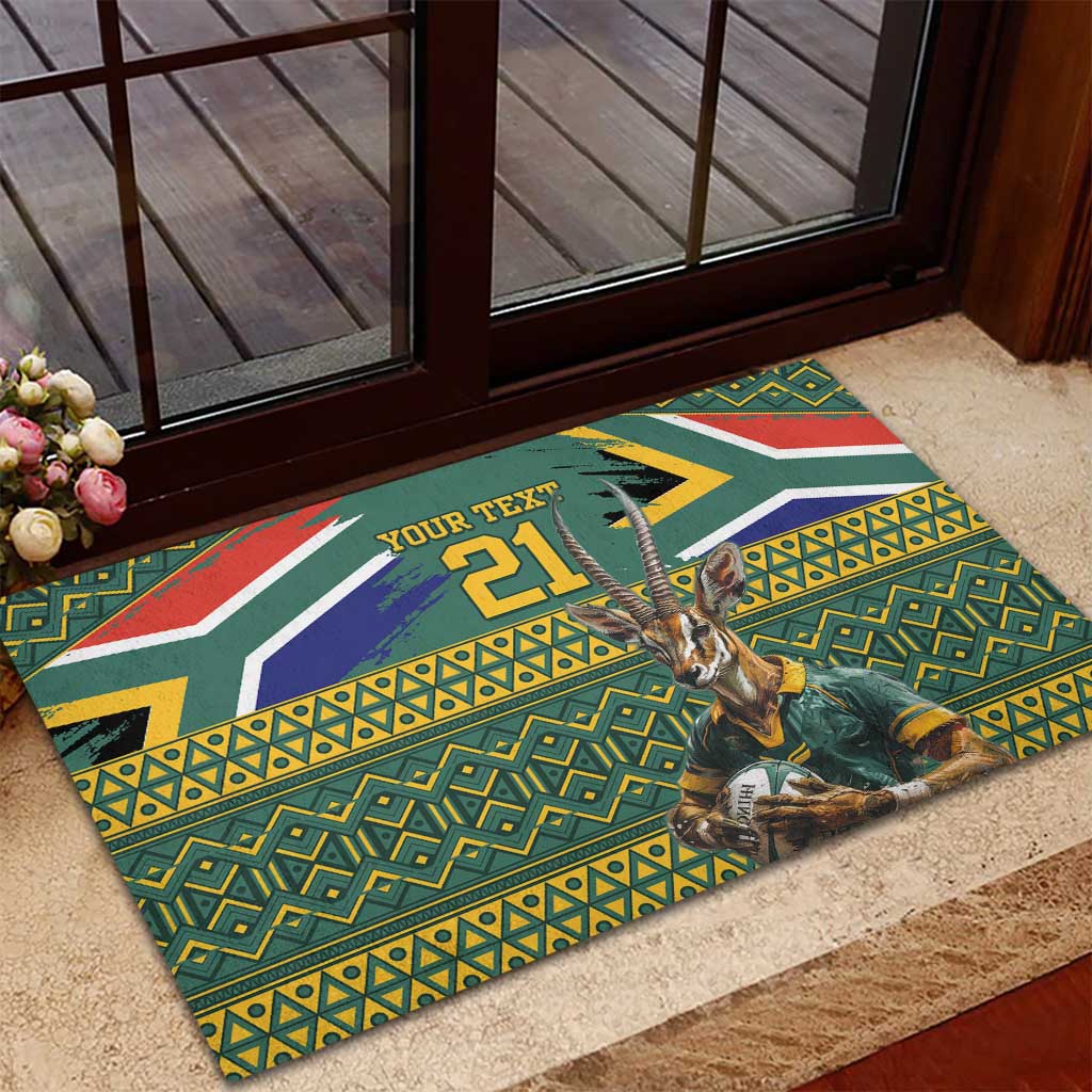 Custom South Africa Rugby Bokke Mascot Rubber Doormat With Flag Style