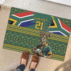 Custom South Africa Rugby Bokke Mascot Rubber Doormat With Flag Style