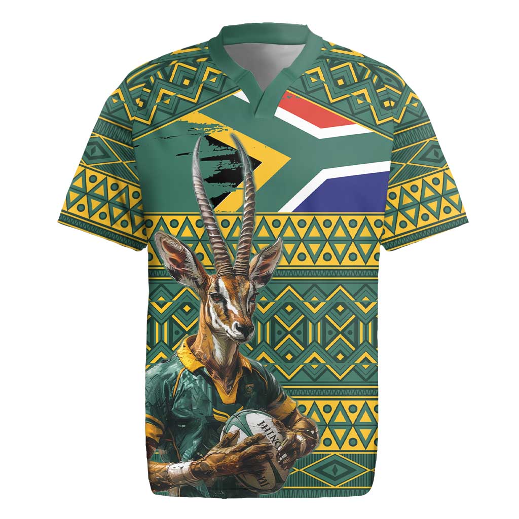 Custom South Africa Rugby Bokke Mascot Rugby Jersey With Flag Style