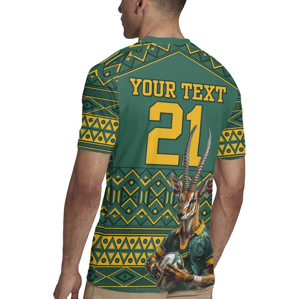 Custom South Africa Rugby Bokke Mascot Rugby Jersey With Flag Style