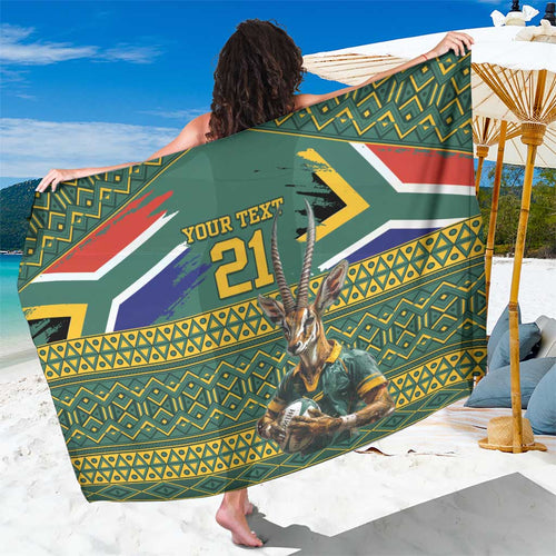 Custom South Africa Rugby Bokke Mascot Sarong With Flag Style