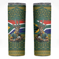 Custom South Africa Rugby Bokke Mascot Skinny Tumbler With Flag Style