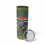 Custom South Africa Rugby Bokke Mascot Skinny Tumbler With Flag Style