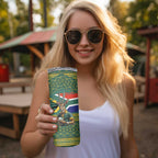 Custom South Africa Rugby Bokke Mascot Skinny Tumbler With Flag Style
