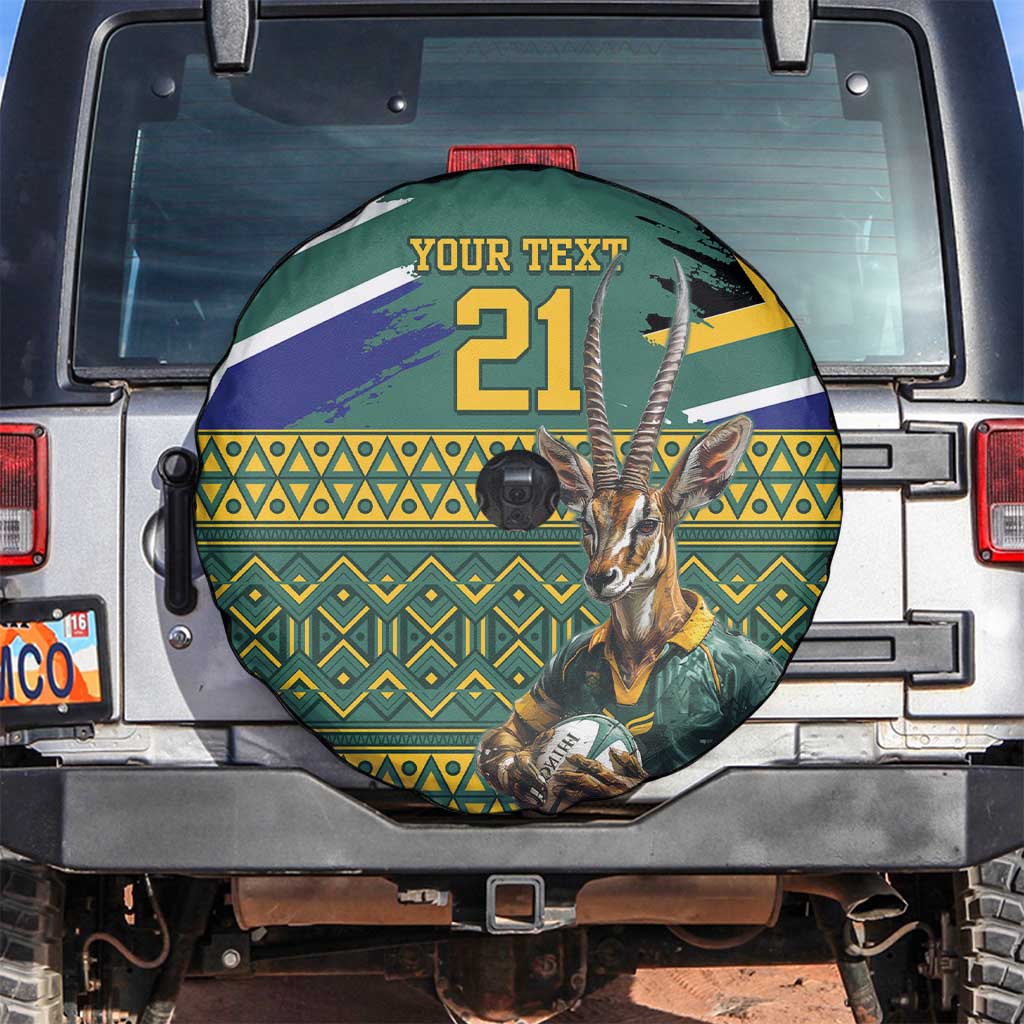 Custom South Africa Rugby Bokke Mascot Spare Tire Cover With Flag Style
