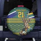 Custom South Africa Rugby Bokke Mascot Spare Tire Cover With Flag Style