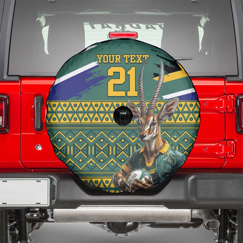 Custom South Africa Rugby Bokke Mascot Spare Tire Cover With Flag Style