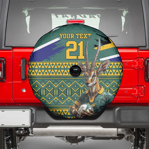 Custom South Africa Rugby Bokke Mascot Spare Tire Cover With Flag Style