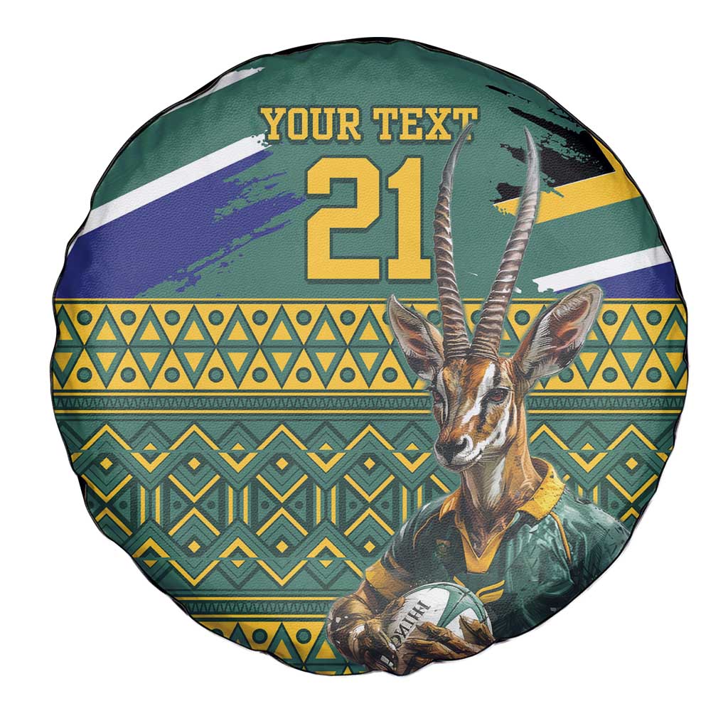 Custom South Africa Rugby Bokke Mascot Spare Tire Cover With Flag Style