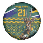 Custom South Africa Rugby Bokke Mascot Spare Tire Cover With Flag Style
