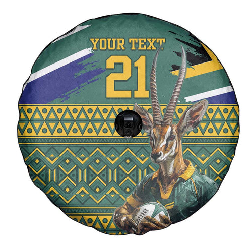 Custom South Africa Rugby Bokke Mascot Spare Tire Cover With Flag Style