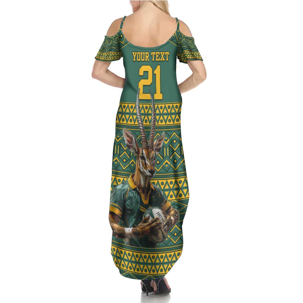 Custom South Africa Rugby Bokke Mascot Summer Maxi Dress With Flag Style