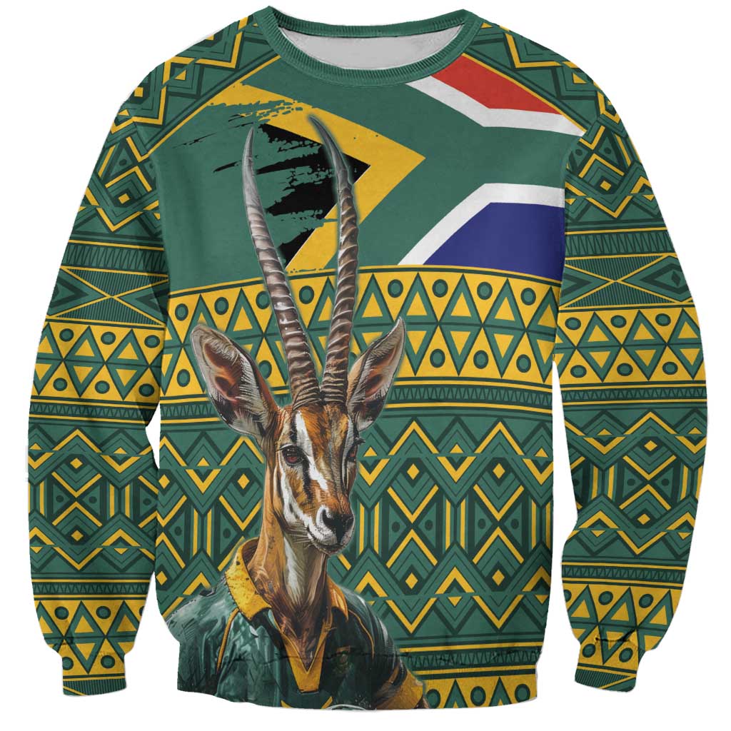 Custom South Africa Rugby Bokke Mascot Sweatshirt With Flag Style