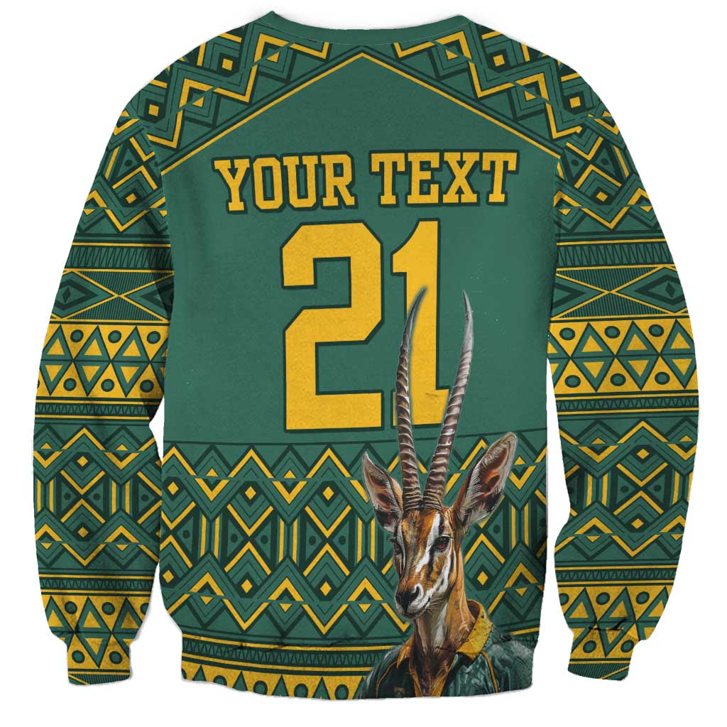 Custom South Africa Rugby Bokke Mascot Sweatshirt With Flag Style