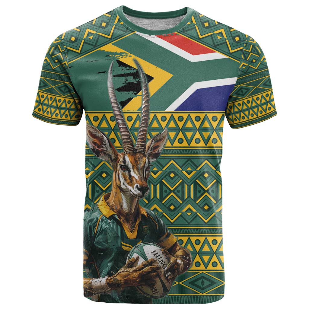 Custom South Africa Rugby Bokke Mascot T Shirt With Flag Style