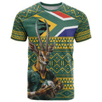 Custom South Africa Rugby Bokke Mascot T Shirt With Flag Style