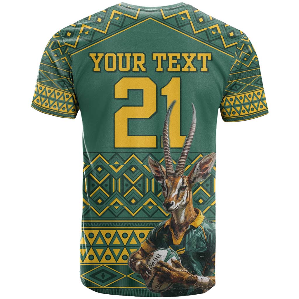 Custom South Africa Rugby Bokke Mascot T Shirt With Flag Style